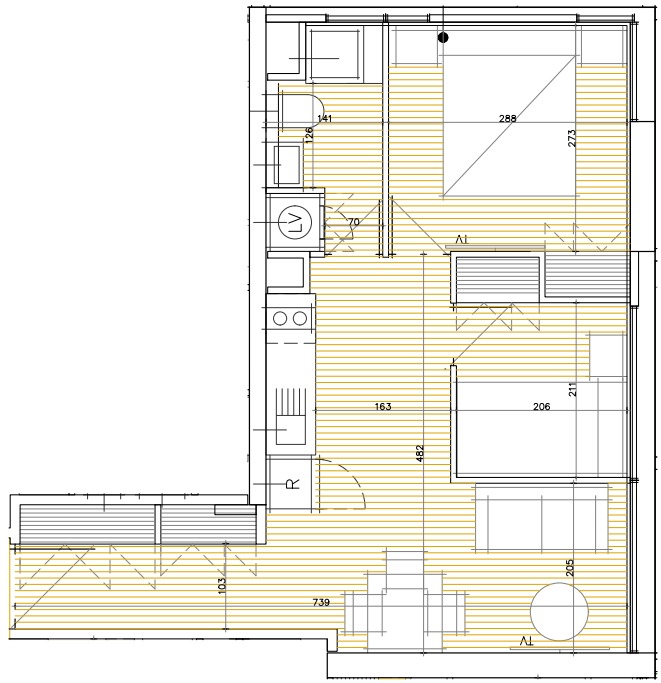 Plano técnico del modelo C1 del Edificio Don Tomás