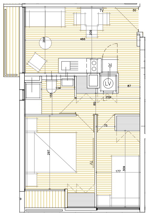 Plano técnico del modelo C5 del Edificio Don Tomás